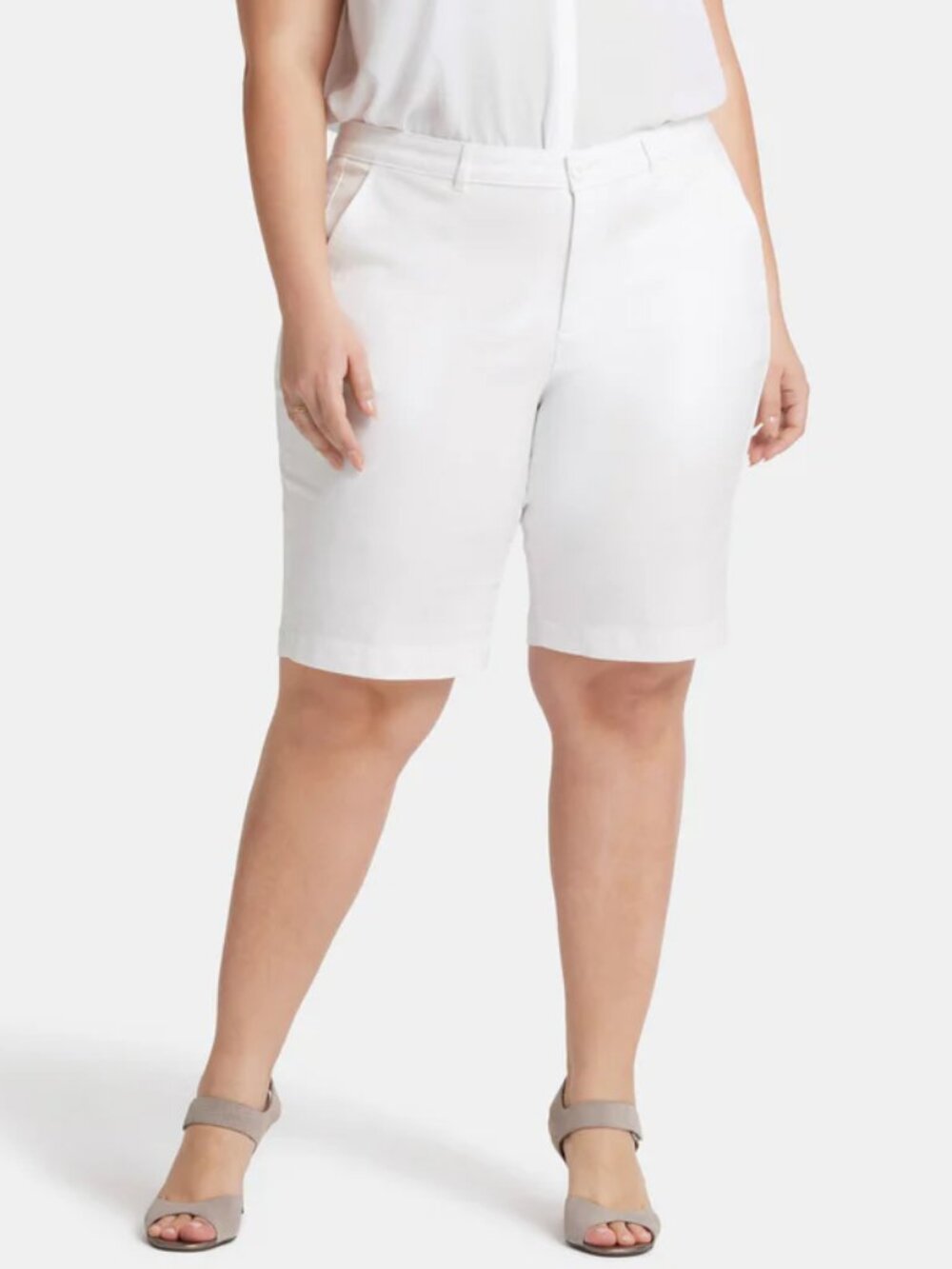 NYDJ Womens Shorts Size 22W White Stretch Twill Bermuda Four Pocket Style New